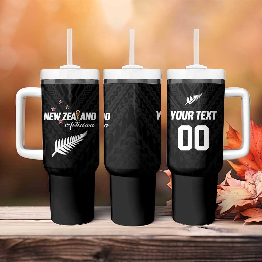 Custom Football New Zealand Tumbler With Handle Aotearoa United Black Version - Aussie Hoodie