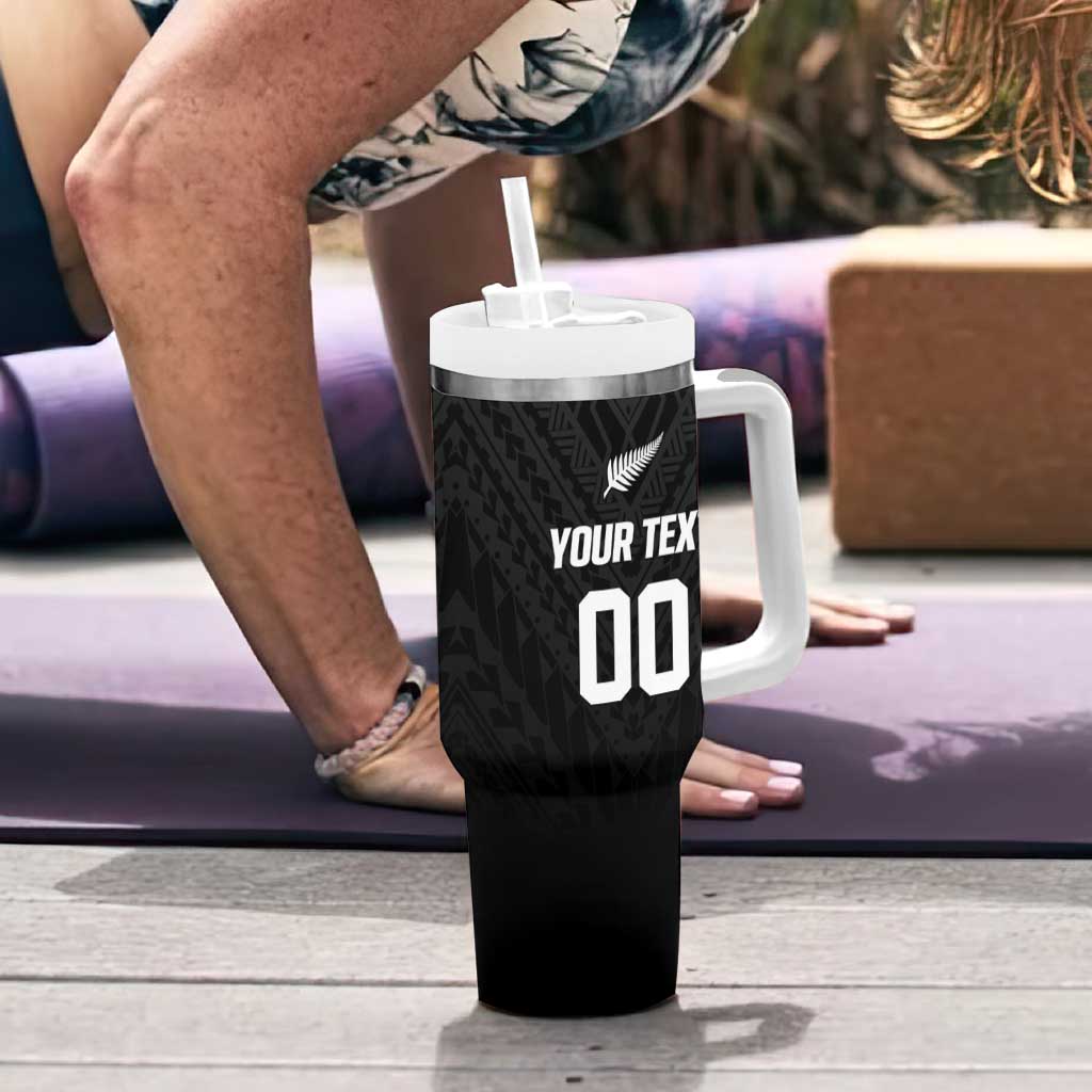 Custom Football New Zealand Tumbler With Handle Aotearoa United Black Version - Aussie Hoodie
