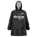 Custom Football New Zealand Wearable Blanket Hoodie Aotearoa United Black Version - Aussie Hoodie