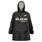 Custom Football New Zealand Wearable Blanket Hoodie Aotearoa United Black Version - Aussie Hoodie