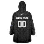 Custom Football New Zealand Wearable Blanket Hoodie Aotearoa United Black Version - Aussie Hoodie