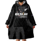Custom Football New Zealand Wearable Blanket Hoodie Aotearoa United Black Version - Aussie Hoodie