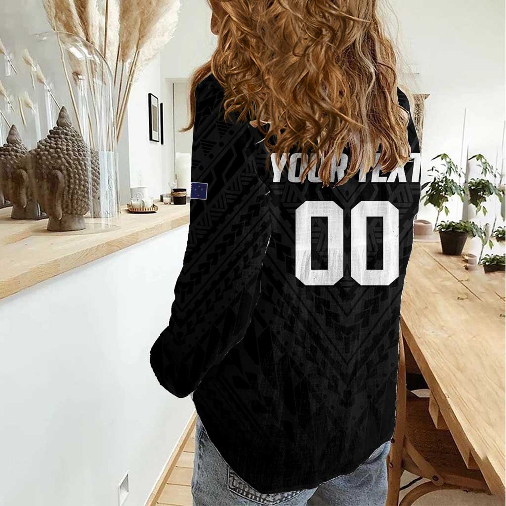 Custom Football New Zealand Women Casual Shirt Aotearoa United Black Version - Aussie Hoodie