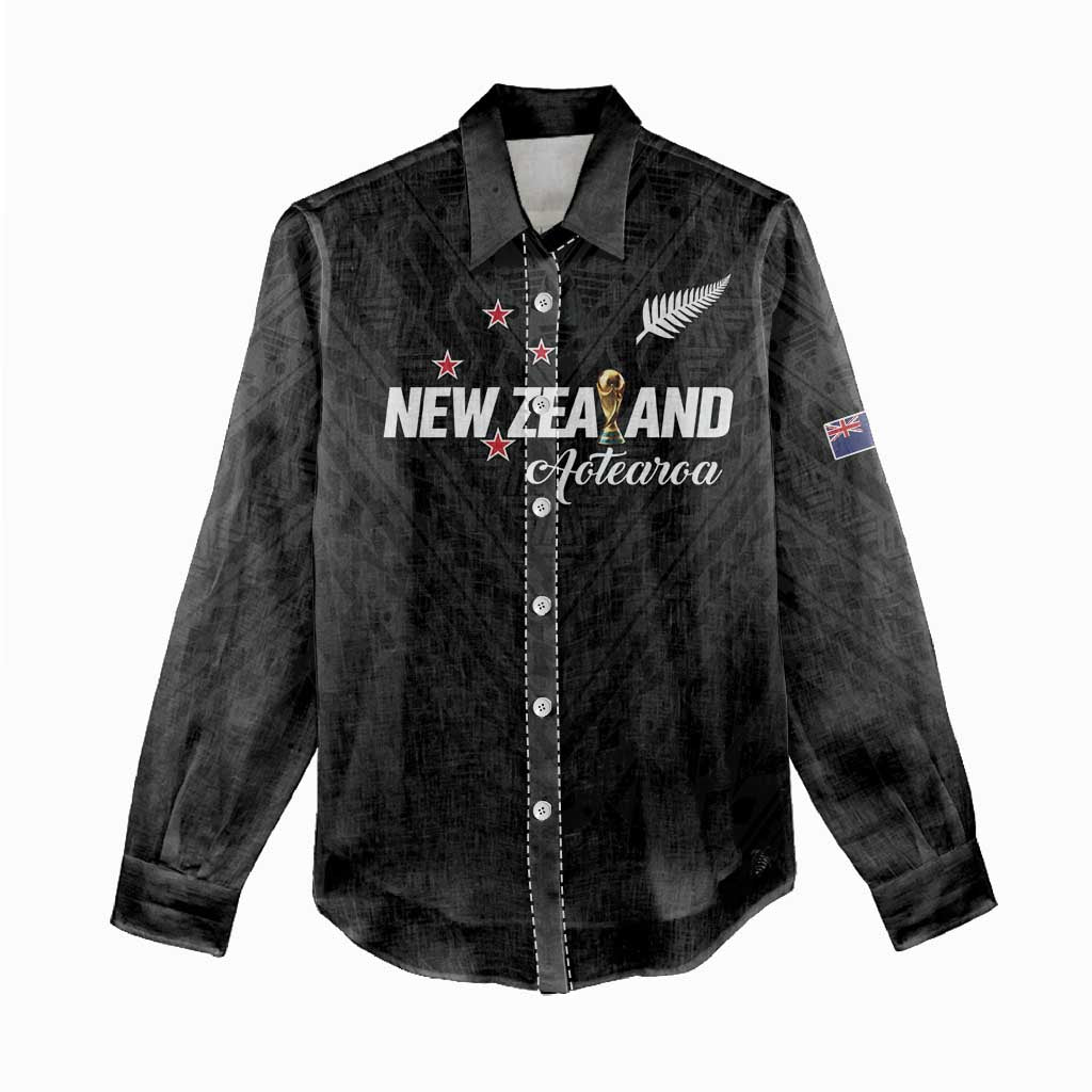 Custom Football New Zealand Women Casual Shirt Aotearoa United Black Version - Aussie Hoodie