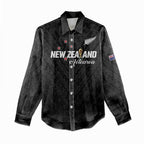 Custom Football New Zealand Women Casual Shirt Aotearoa United Black Version - Aussie Hoodie