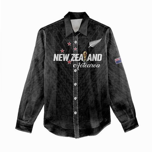 Custom Football New Zealand Women Casual Shirt Aotearoa United Black Version - Aussie Hoodie
