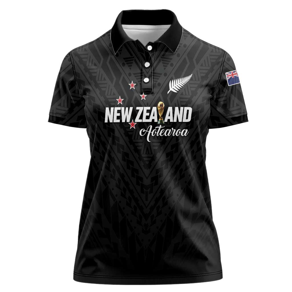 Custom Football New Zealand Women Polo Shirt Aotearoa United Black Version - Aussie Hoodie