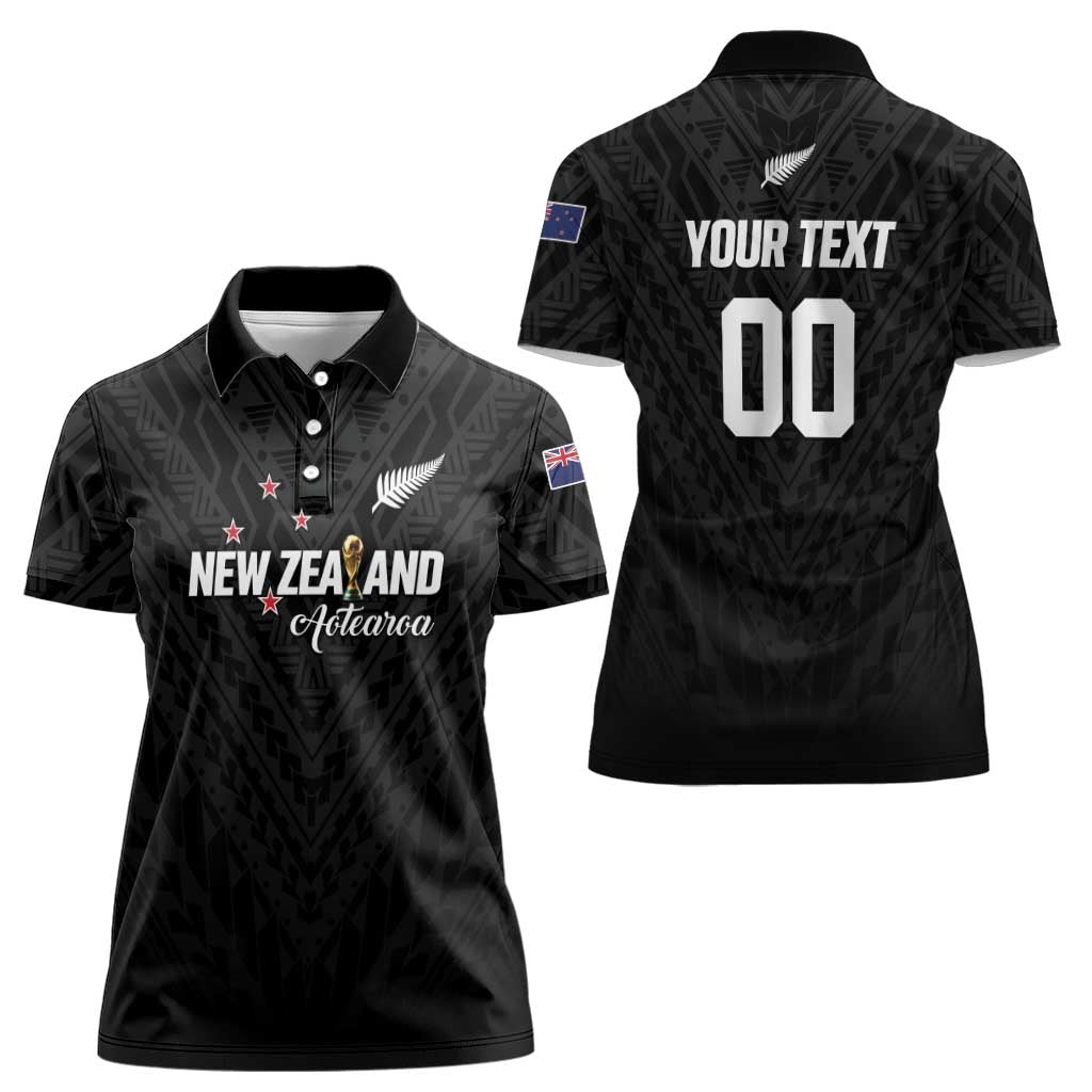 Custom Football New Zealand Women Polo Shirt Aotearoa United Black Version - Aussie Hoodie