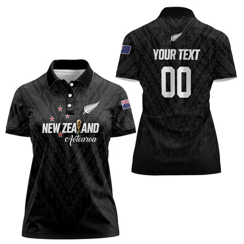 Custom Football New Zealand Women Polo Shirt Aotearoa United Black Version - Aussie Hoodie