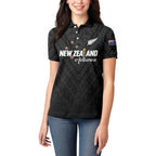Custom Football New Zealand Women Polo Shirt Aotearoa United Black Version - Aussie Hoodie