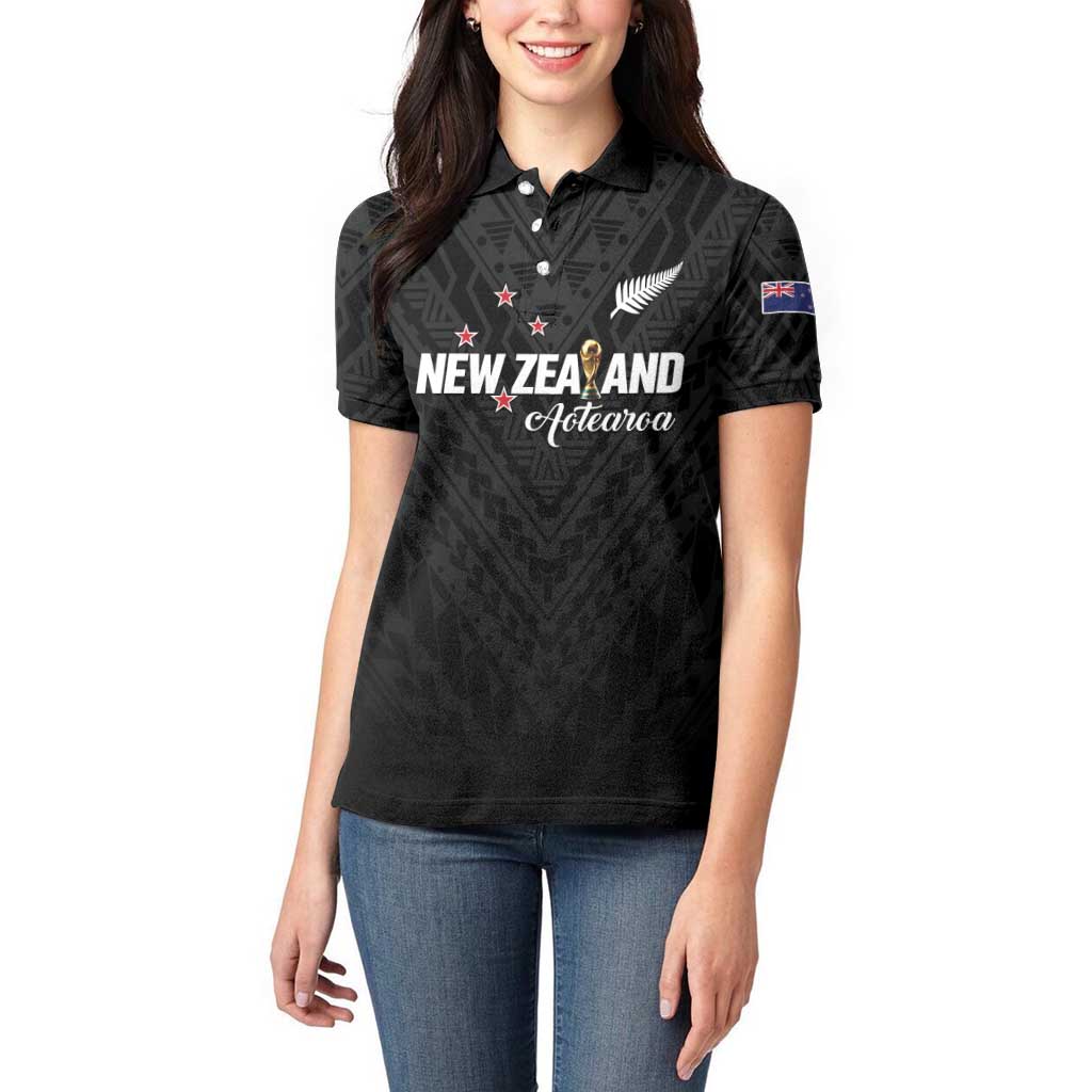 Custom Football New Zealand Women Polo Shirt Aotearoa United Black Version - Aussie Hoodie
