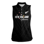 Custom Football New Zealand Women Sleeveless Polo Shirt Aotearoa United Black Version - Aussie Hoodie