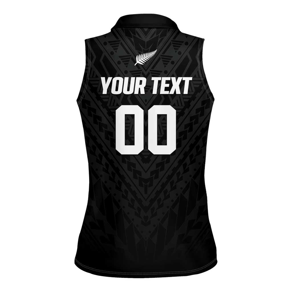 Custom Football New Zealand Women Sleeveless Polo Shirt Aotearoa United Black Version - Aussie Hoodie