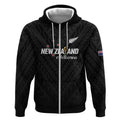 Custom Football New Zealand Zip Hoodie Aotearoa United Black Version - Aussie Hoodie