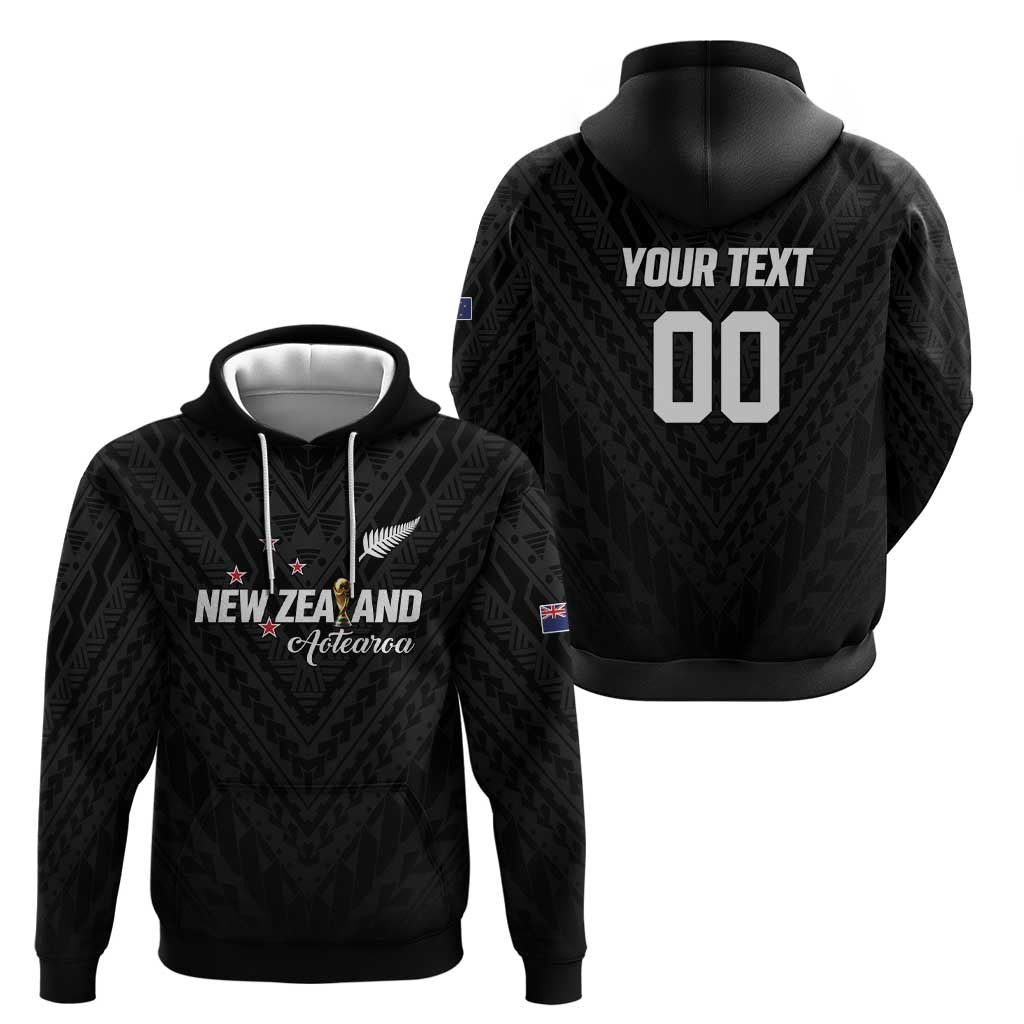Custom Football New Zealand Zip Hoodie Aotearoa United Black Version - Aussie Hoodie