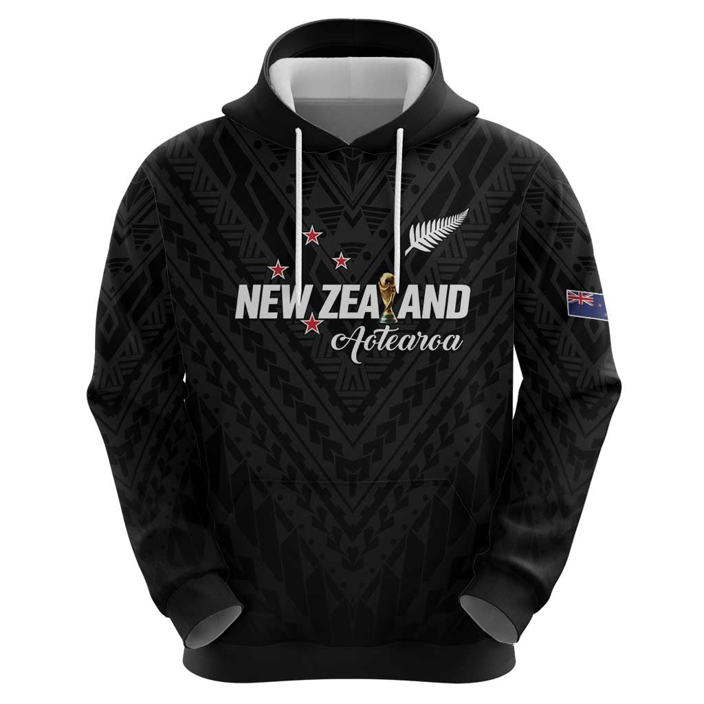 Custom Football New Zealand Zip Hoodie Aotearoa United Black Version - Aussie Hoodie