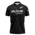 Custom Football New Zealand Zipper Polo Shirt Aotearoa United Black Version - Aussie Hoodie