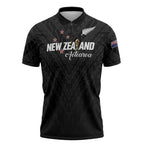 Custom Football New Zealand Zipper Polo Shirt Aotearoa United Black Version - Aussie Hoodie