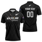Custom Football New Zealand Zipper Polo Shirt Aotearoa United Black Version - Aussie Hoodie