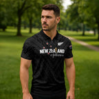 Custom Football New Zealand Zipper Polo Shirt Aotearoa United Black Version - Aussie Hoodie