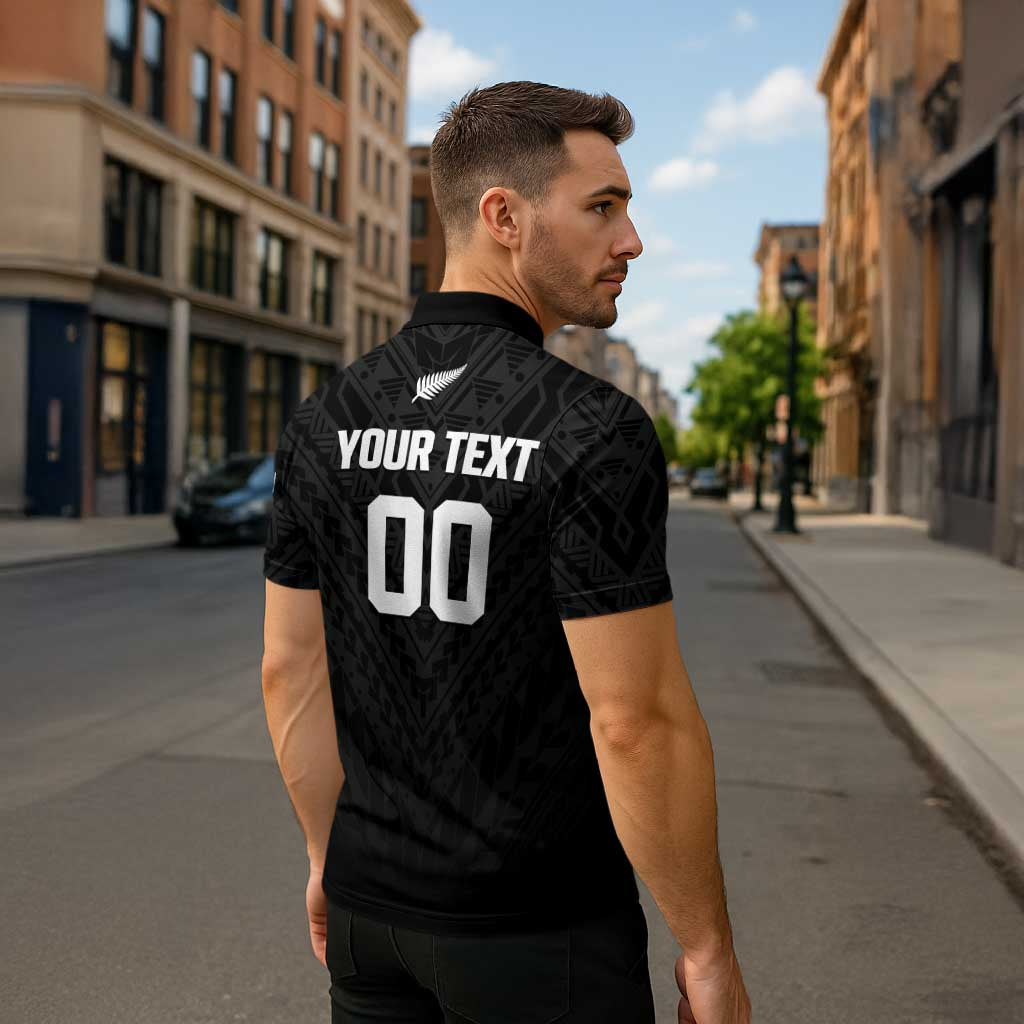 Custom Football New Zealand Zipper Polo Shirt Aotearoa United Black Version - Aussie Hoodie