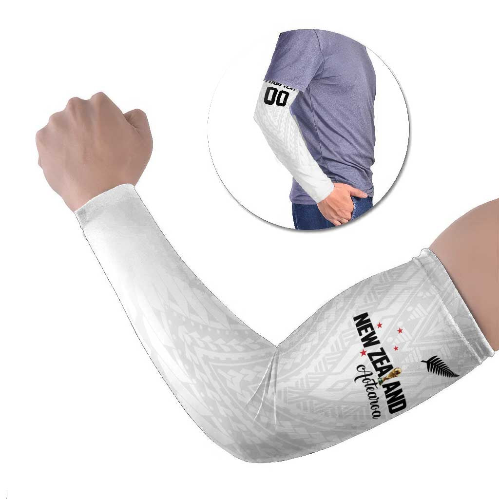 Custom Football New Zealand Arm Sleeves Aotearoa United White Version - Aussie Hoodie