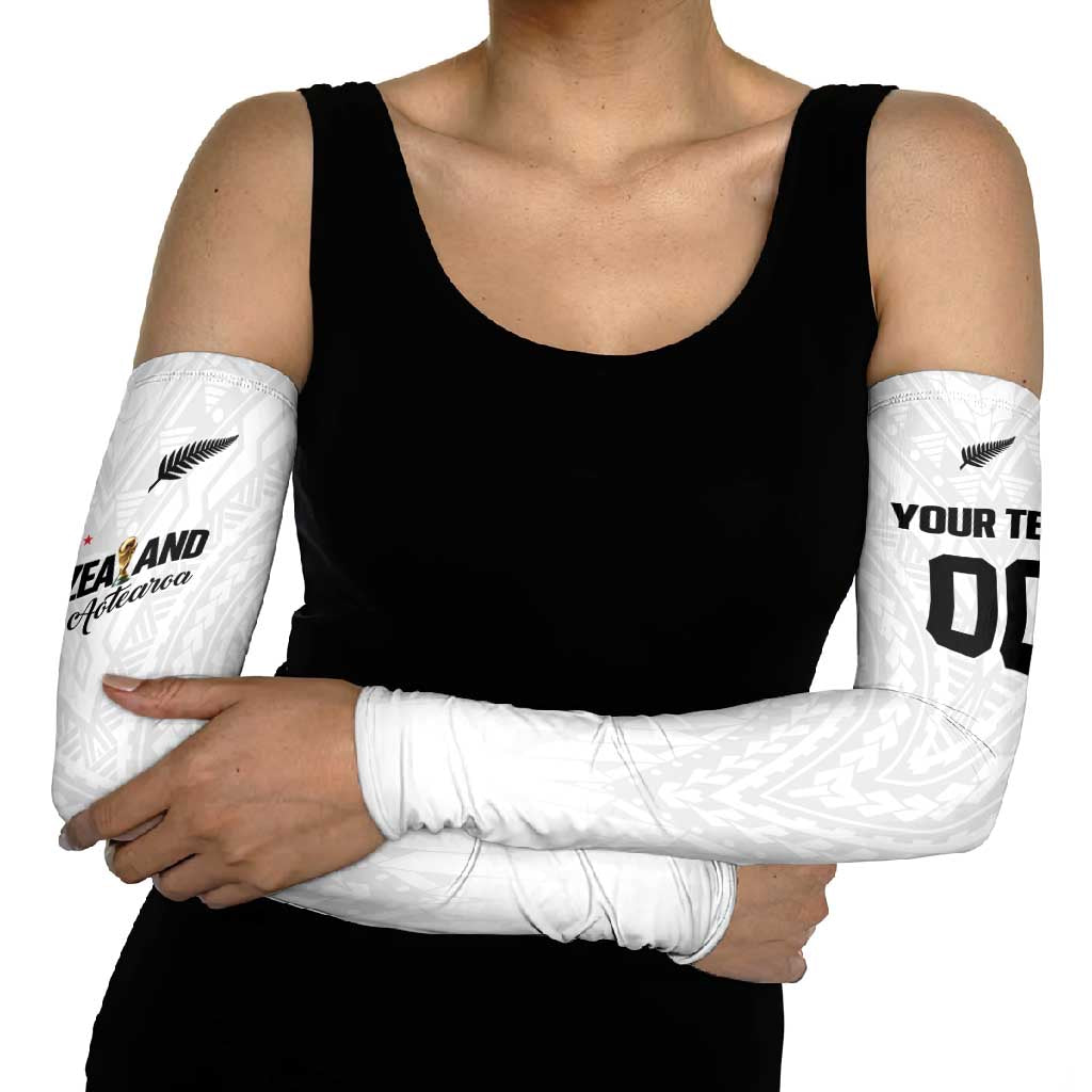 Custom Football New Zealand Arm Sleeves Aotearoa United White Version - Aussie Hoodie