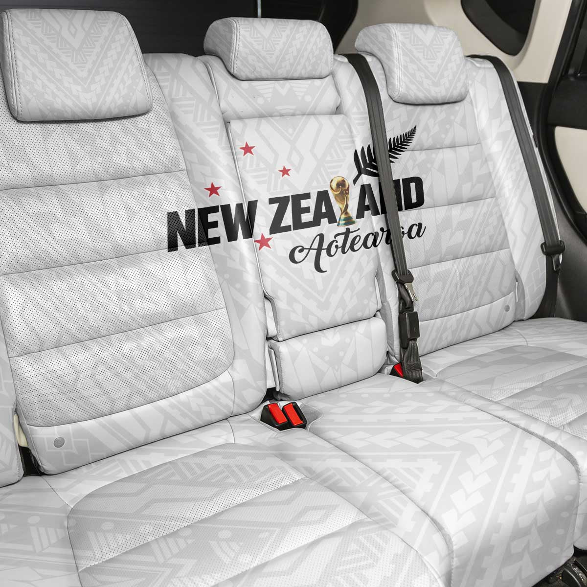 Football New Zealand Back Car Seat Cover Aotearoa United White Version - Aussie Hoodie