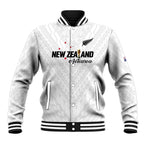 Custom Football New Zealand Baseball Jacket Aotearoa United White Version - Aussie Hoodie