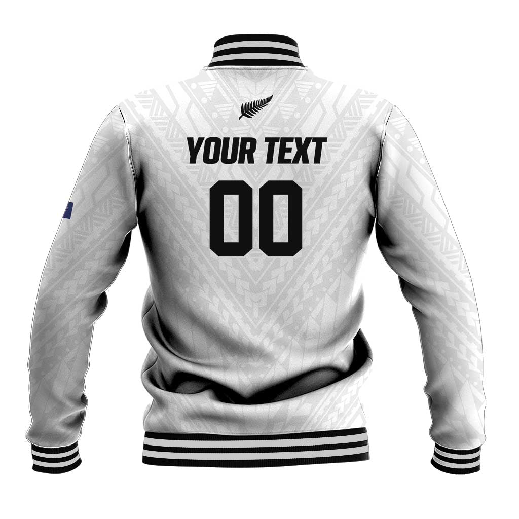 Custom Football New Zealand Baseball Jacket Aotearoa United White Version - Aussie Hoodie