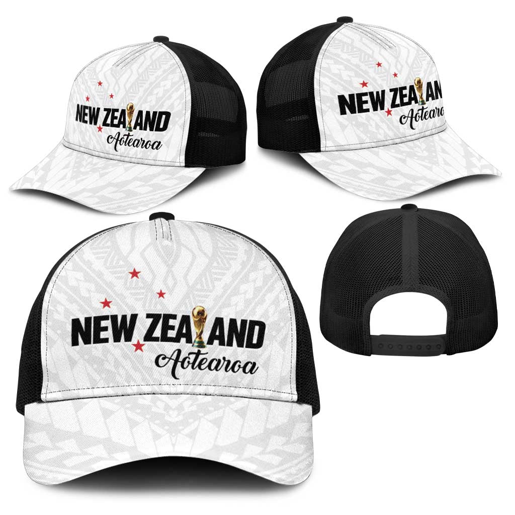 Football New Zealand Baseball Net Cap Aotearoa United White Version - Aussie Hoodie