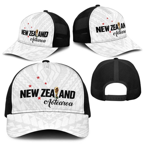 Football New Zealand Baseball Net Cap Aotearoa United White Version - Aussie Hoodie