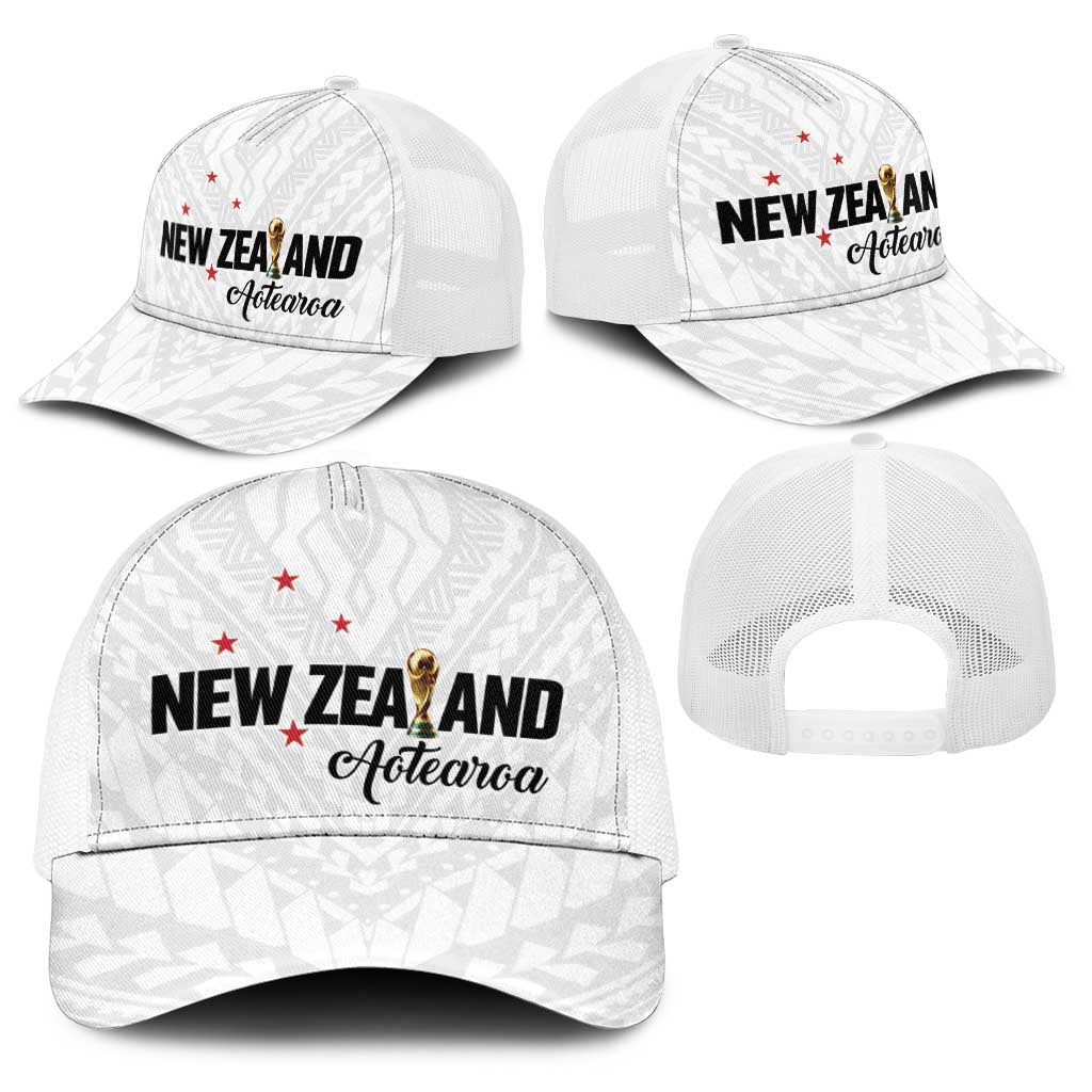 Football New Zealand Baseball Net Cap Aotearoa United White Version - Aussie Hoodie
