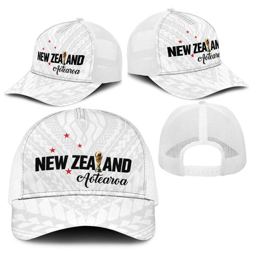 Football New Zealand Baseball Net Cap Aotearoa United White Version - Aussie Hoodie
