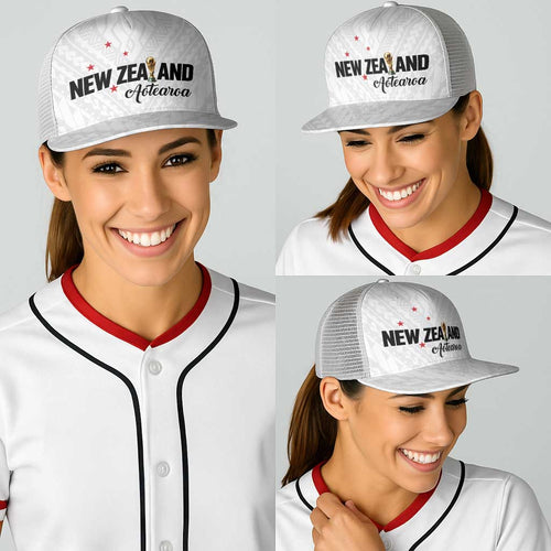 Football New Zealand Baseball Net Cap Aotearoa United White Version - Aussie Hoodie