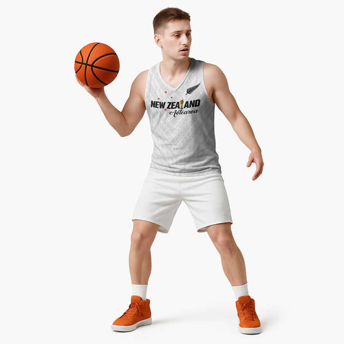 Custom Football New Zealand Basketball Jersey Aotearoa United White Version - Aussie Hoodie