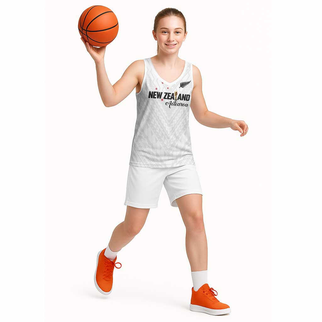 Custom Football New Zealand Basketball Jersey Aotearoa United White Version - Aussie Hoodie