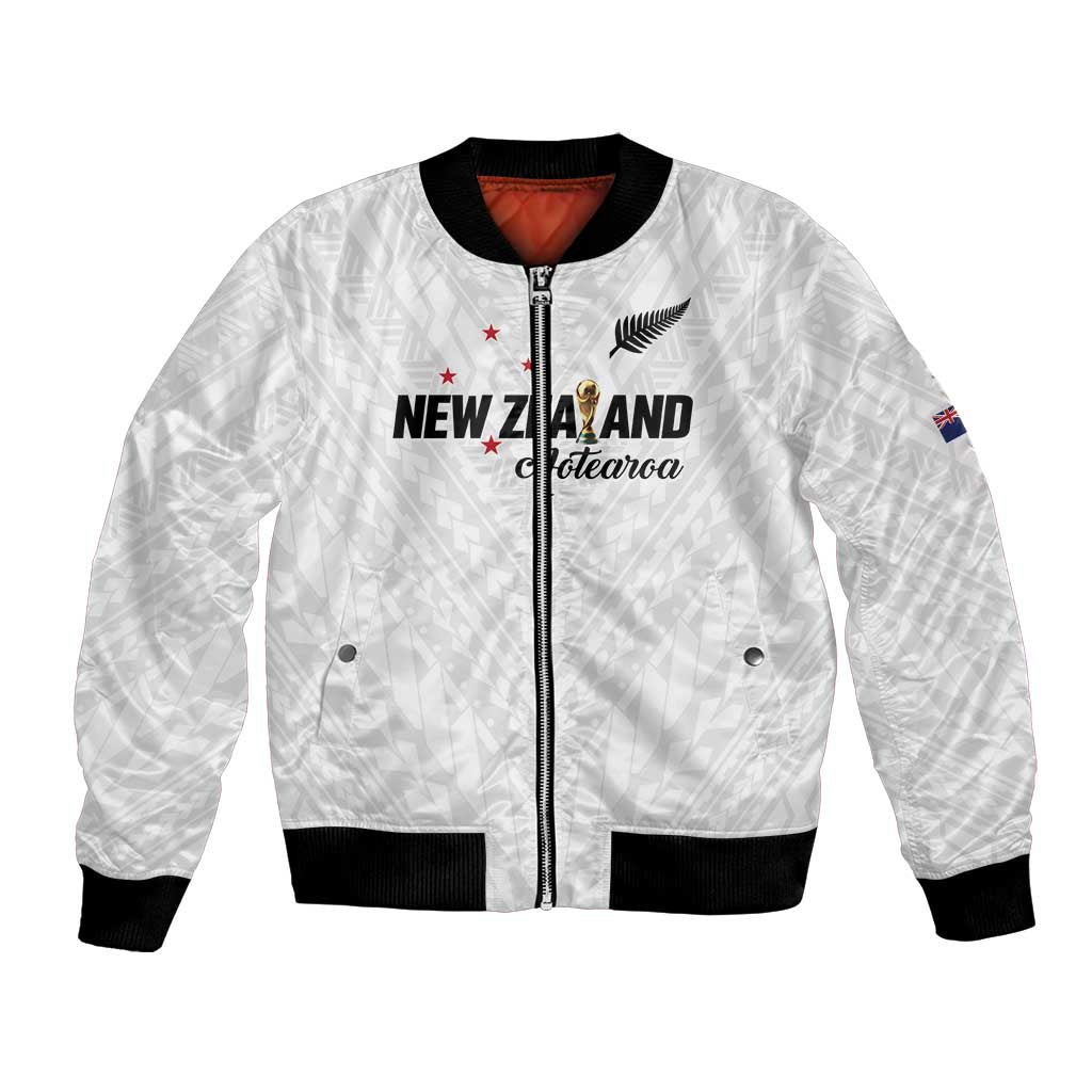 Custom Football New Zealand Bomber Jacket Aotearoa United White Version - Aussie Hoodie