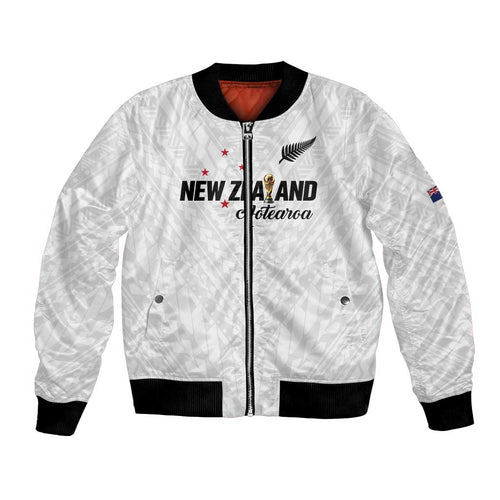 Custom Football New Zealand Bomber Jacket Aotearoa United White Version - Aussie Hoodie