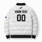 Custom Football New Zealand Bomber Puffer Jacket Aotearoa United White Version - Aussie Hoodie