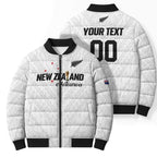 Custom Football New Zealand Bomber Puffer Jacket Aotearoa United White Version - Aussie Hoodie