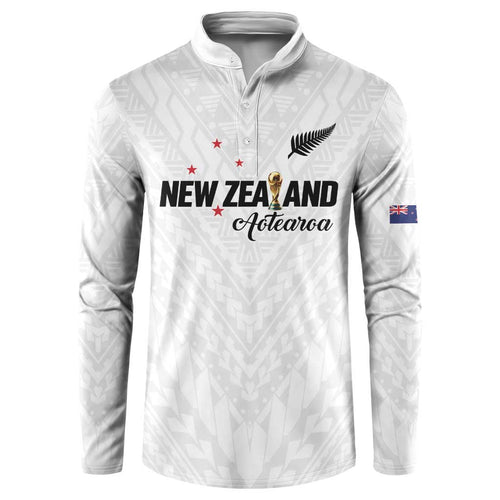 Custom Football New Zealand Button Sweatshirt Aotearoa United White Version - Aussie Hoodie