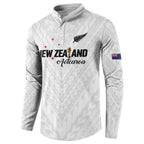 Custom Football New Zealand Button Sweatshirt Aotearoa United White Version - Aussie Hoodie