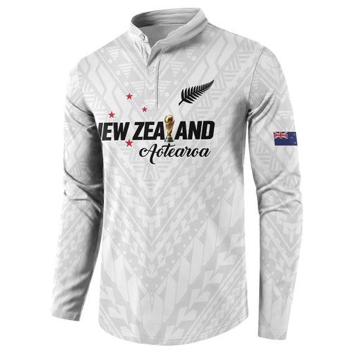 Custom Football New Zealand Button Sweatshirt Aotearoa United White Version - Aussie Hoodie