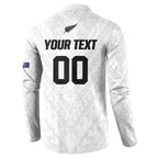 Custom Football New Zealand Button Sweatshirt Aotearoa United White Version - Aussie Hoodie