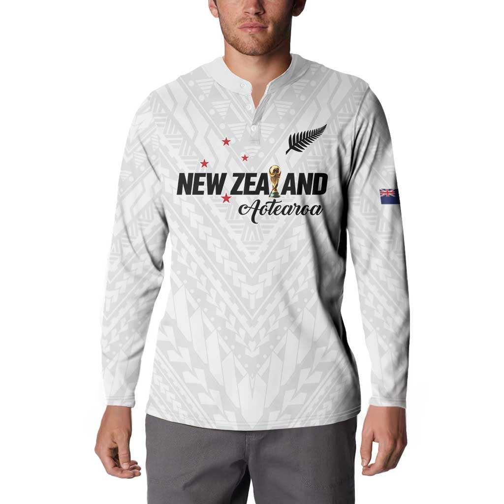 Custom Football New Zealand Button Sweatshirt Aotearoa United White Version - Aussie Hoodie
