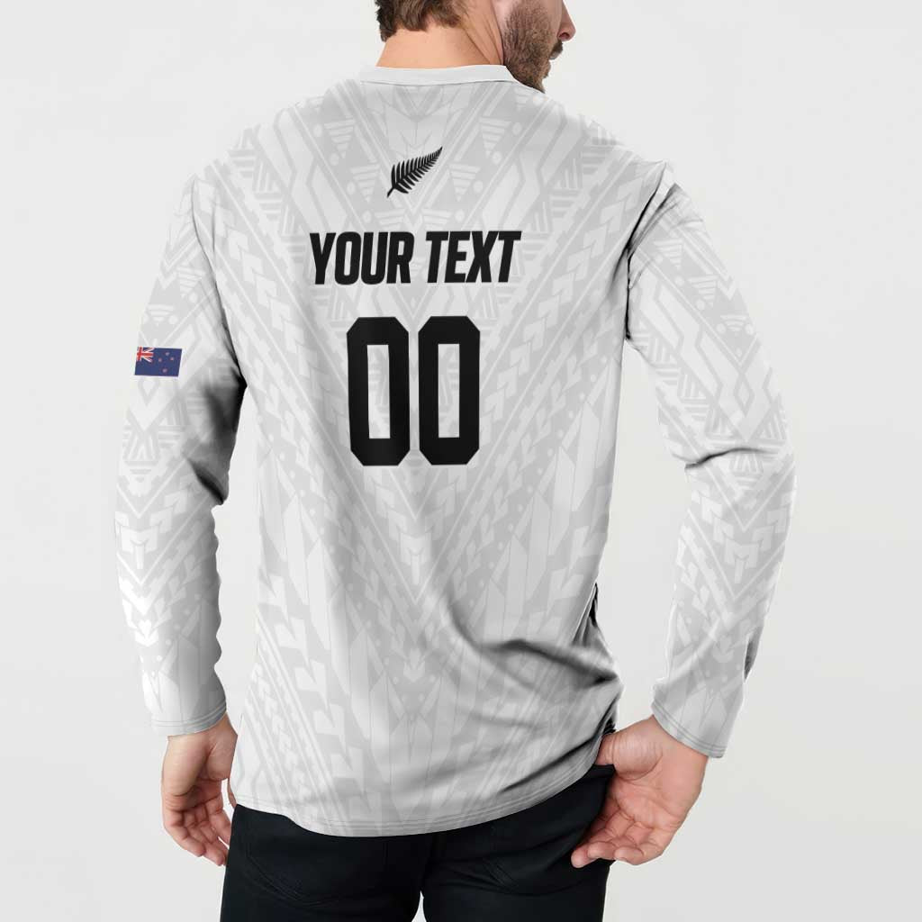 Custom Football New Zealand Button Sweatshirt Aotearoa United White Version - Aussie Hoodie
