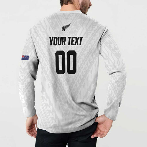 Custom Football New Zealand Button Sweatshirt Aotearoa United White Version - Aussie Hoodie