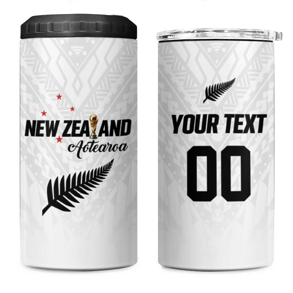 Custom Football New Zealand 4 in 1 Can Cooler Tumbler Aotearoa United White Version - Aussie Hoodie