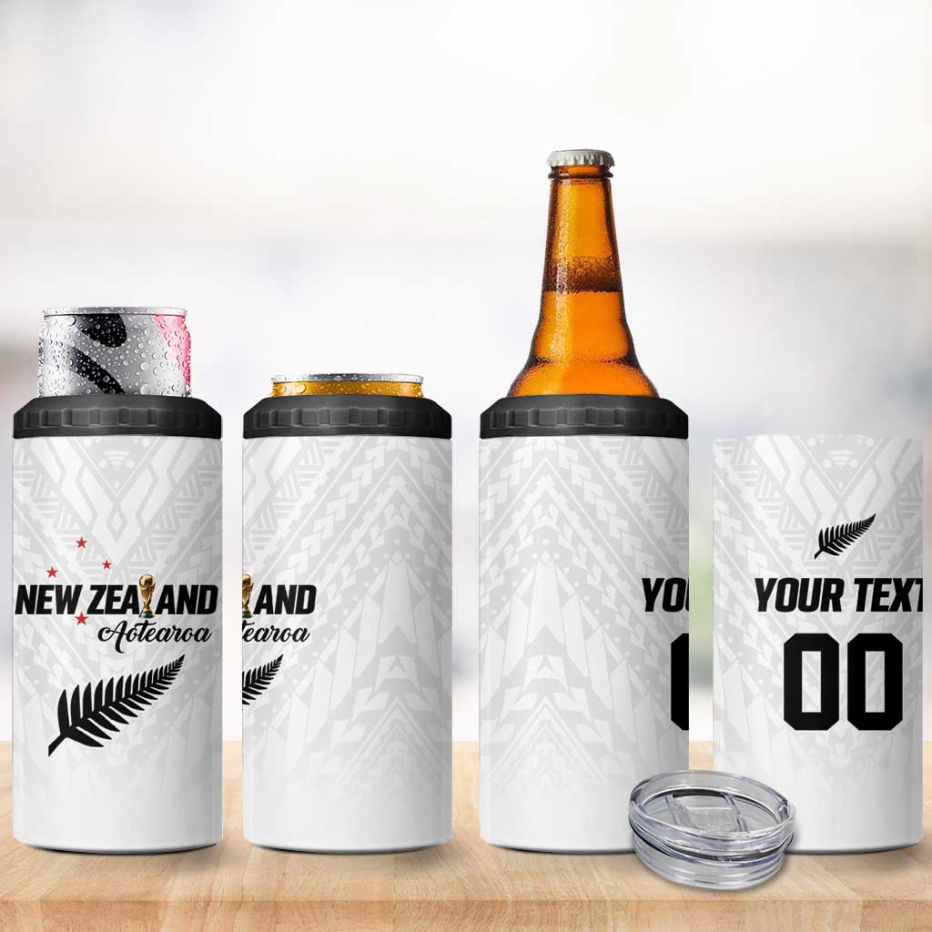 Custom Football New Zealand 4 in 1 Can Cooler Tumbler Aotearoa United White Version - Aussie Hoodie